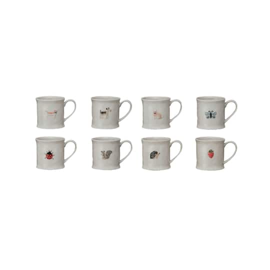 Hello Honey® 3.25" Eclectic Fauna Stoneware Mug Set